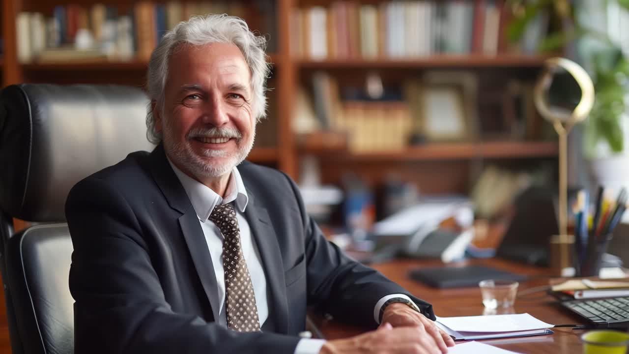 Retrato de um empresário sênior em seu escritório