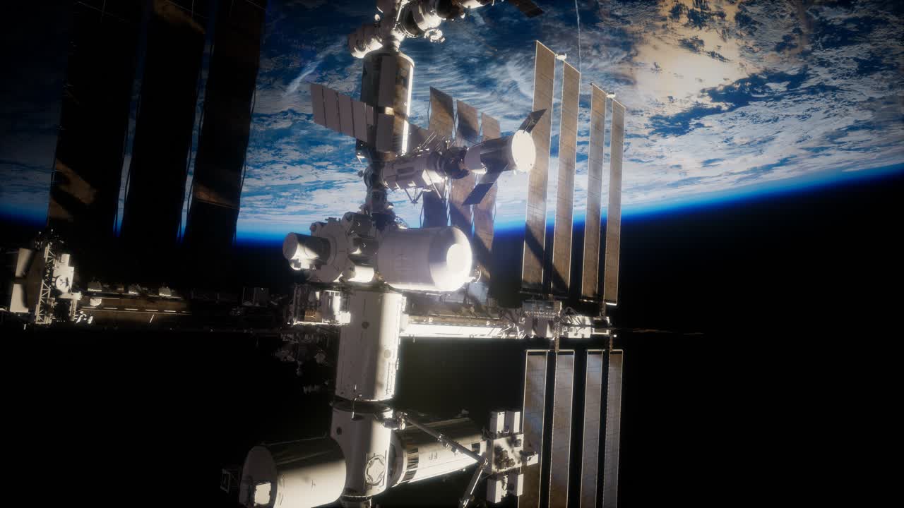 Stazione spaziale internazionale nello spazio esterno sopra il pianeta Terra
