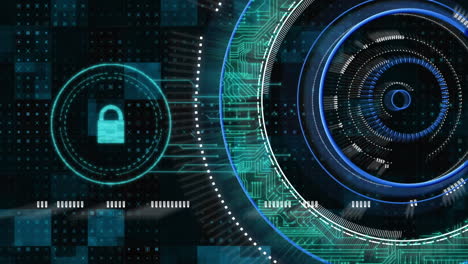 animación del icono digital y el escaneo del alcance en la interfaz
