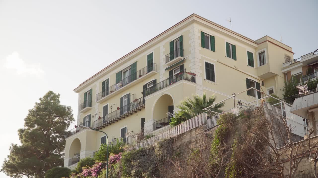 Camera shot of buildings and it's architecture in Naples, Italy