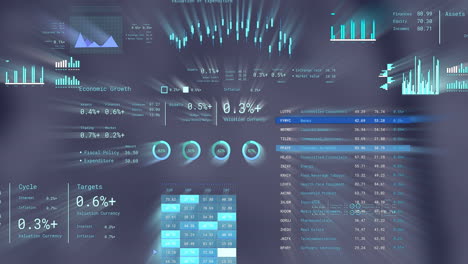 animation of financial data processing over dark background