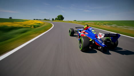 race car on a country road