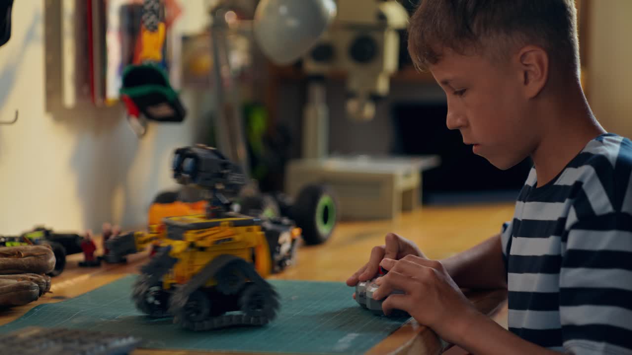 Boy Building a Robot Toy