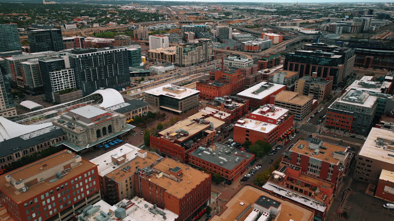 Denver, USA, 28 July 2025: Dense urban landscape of modern Denver, Colorado, USA. Denver Colorado Union Station in the scenery