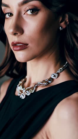 elegant woman with necklace and earrings