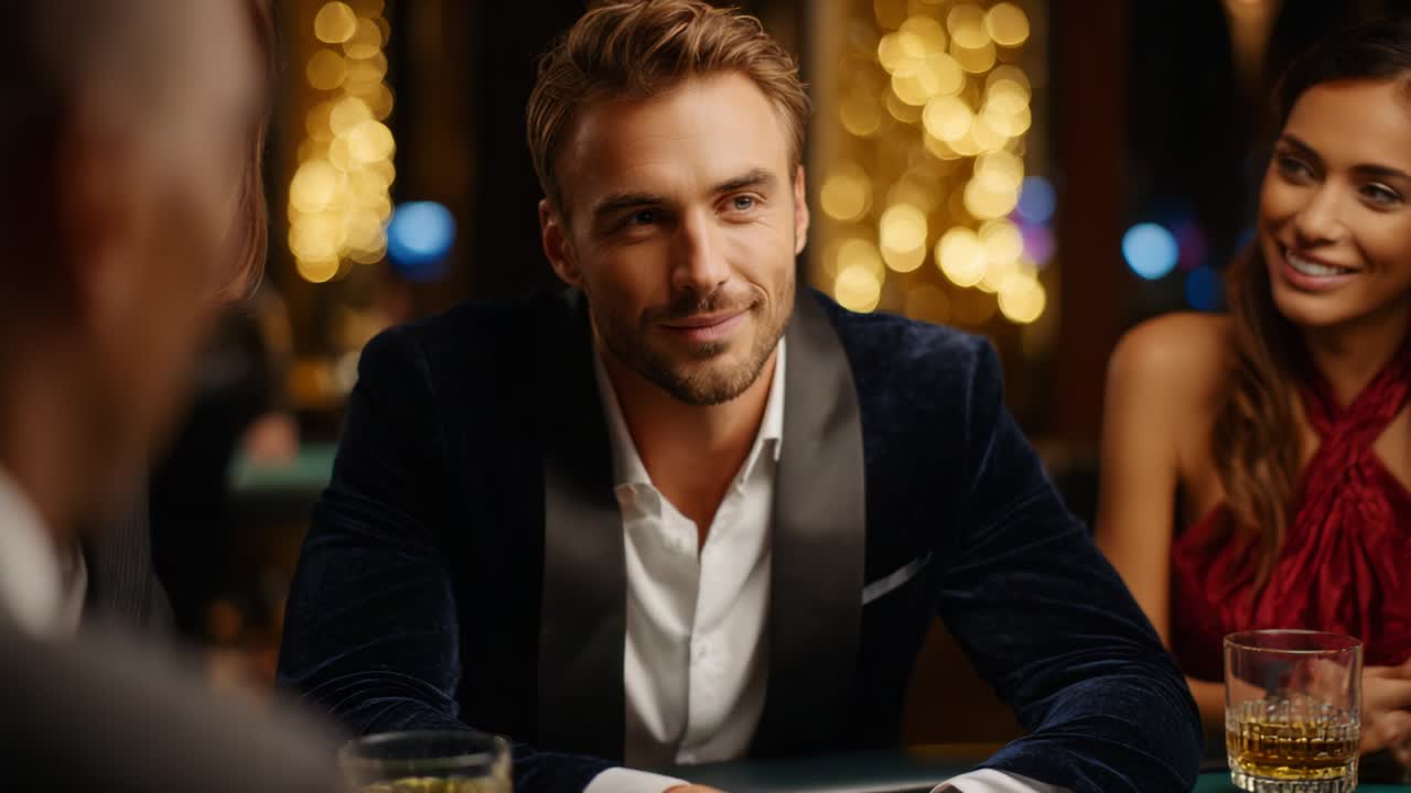 A Charming Interaction at an Elegant Gathering: An Engaging Conversation Among Friends, Highlighting Expressions of Joy, Connection, and the Sophistication of Evening Socialization Over Drinks