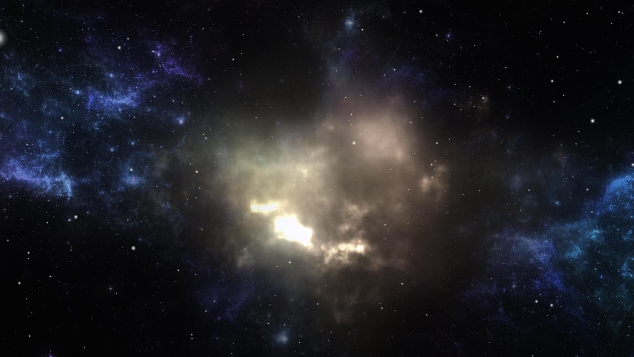 우주 안개 4k 를 가로질러 날아가는 모습