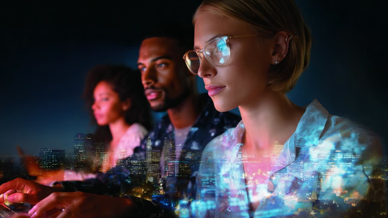 Business team working late in the office