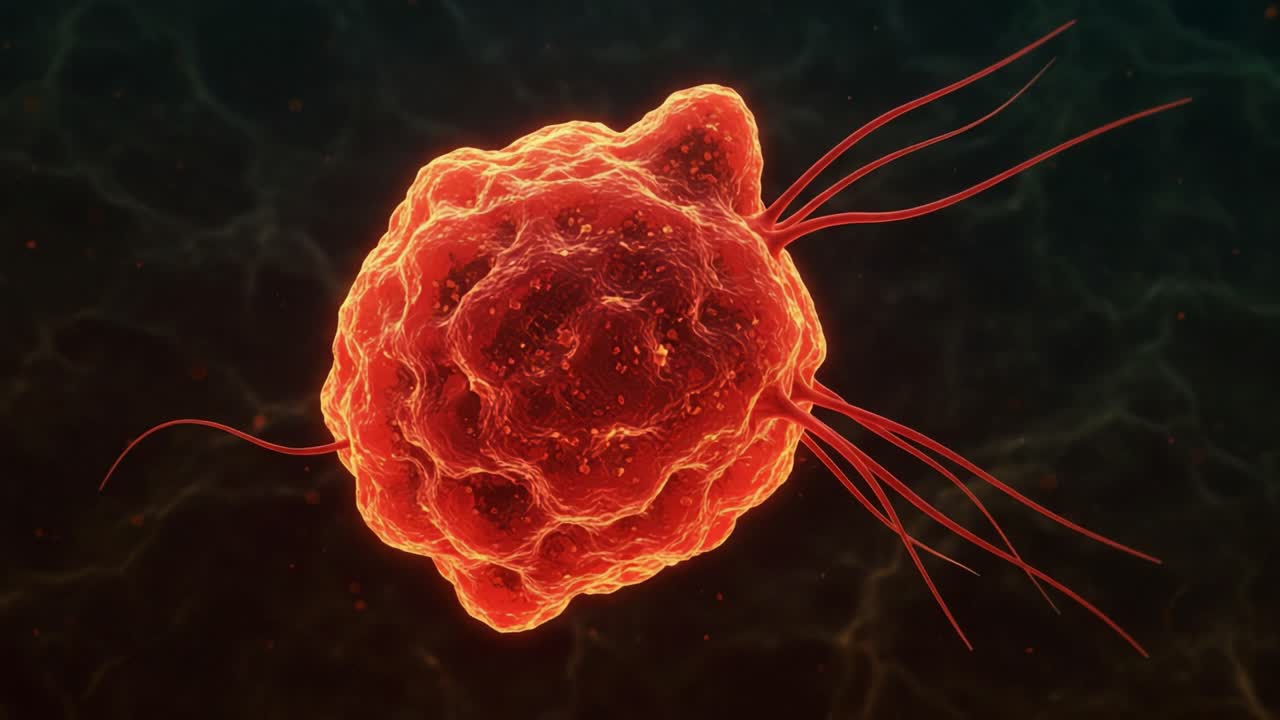 Microscopic Visualization of a Cancer Cell: Examining the Complex Structures and Characteristics of a Malignant Cellular Entity at a Detailed Level