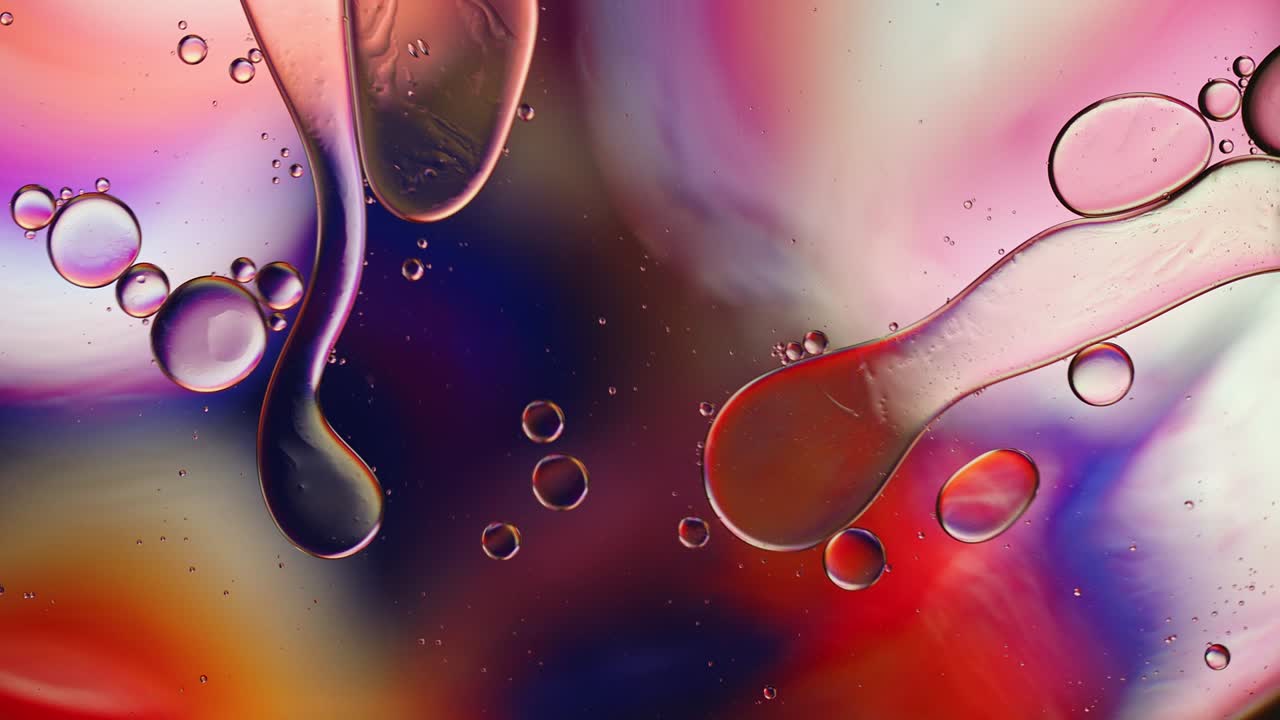 abstract colorido alimentos gotas de aceite burbujas y esferas que fluyen