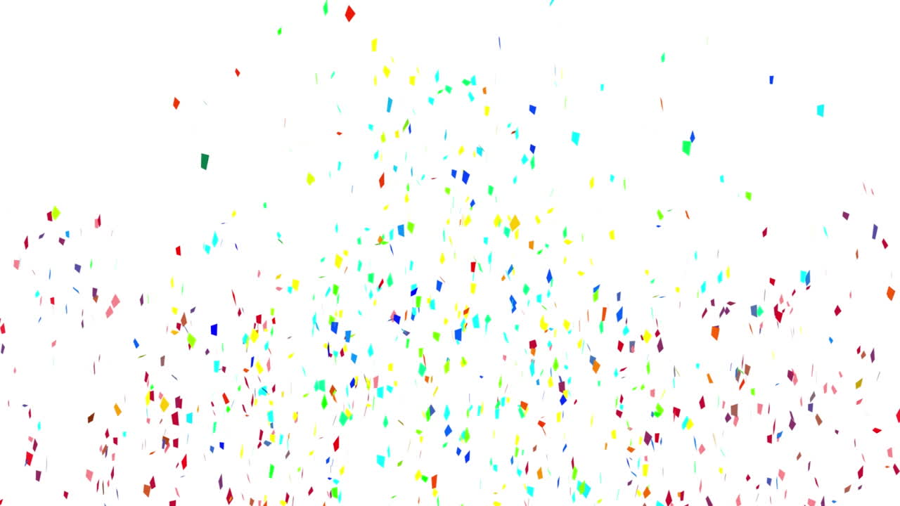Animazione di coriandoli colorati che cadono su sfondo bianco