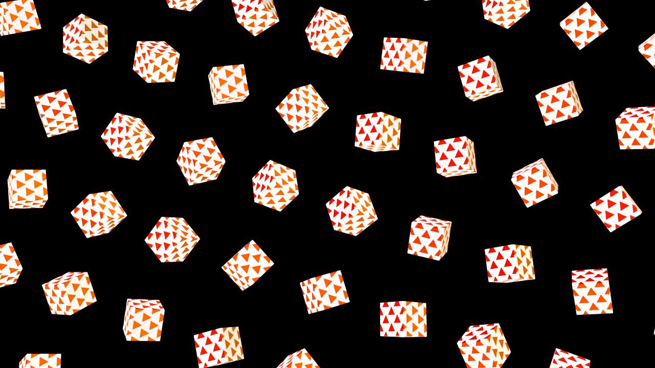 날아다니는 또는 떠다니는 간단한 기하학적 큐브와 함께 추상적인 다채로운 배경, 다채로운 장식적인 loopable 3d 애니메이션, 밝은 현대 모션 구성.