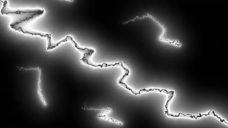 White-lightning-bolts-electrical-current-zig-zagging-wildly-across-a-black-background