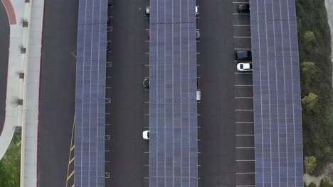 solar panel project on car park roof in santa clarita, california, rising drone