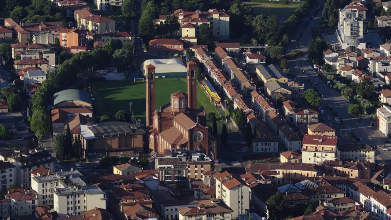Aerial View Of The Tempio Ossario (Ossuary Temple) In Bassano del Grappa, Italy