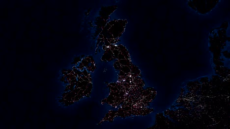 map of the uk. night view from space.