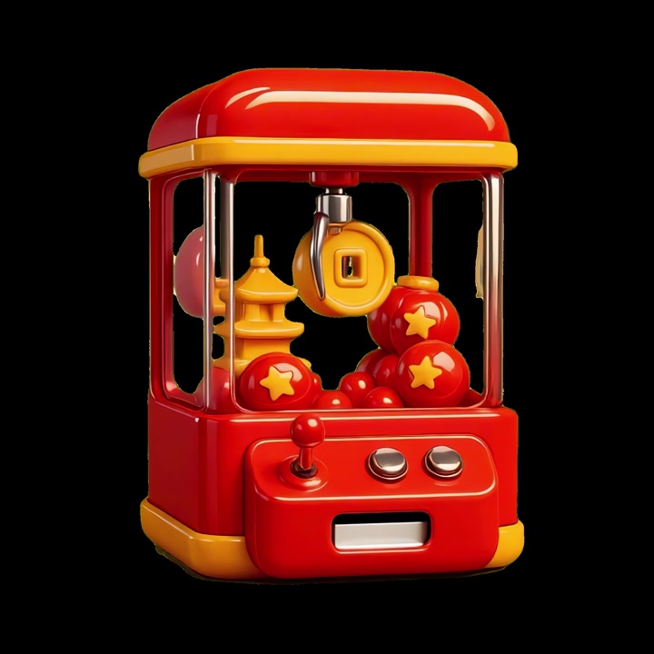 Claw Machine Toy Grabbing a Golden Coin