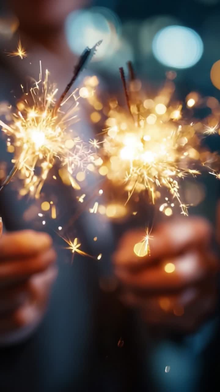 Fejr glædelige øjeblikke med funklende fyrværkeri og glimtende stjernekastere i en festlig atmosfære, der symboliserer lykke og samhørighed blandt venner