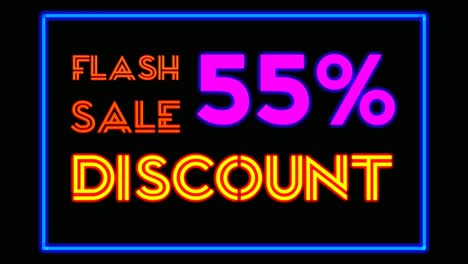 Neon-light-text-flash-sale-55-percent-Discount-on-black-background-black-friday,big-sale-event-for-shop,retail,-resort,bar-display-promotion-business-concept