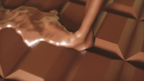 melted chocolate pouring over a chocolate bar