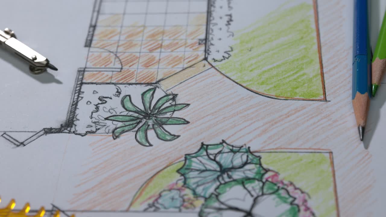 arquitecto paisajista estudiante aprendiendo diseño de plan de jardín.