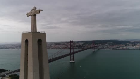aerial view of cristo rei monument in lisbon, portugal