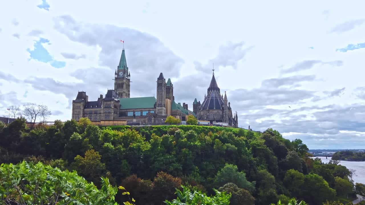 Parliament Hill view from the distance in Ottawa