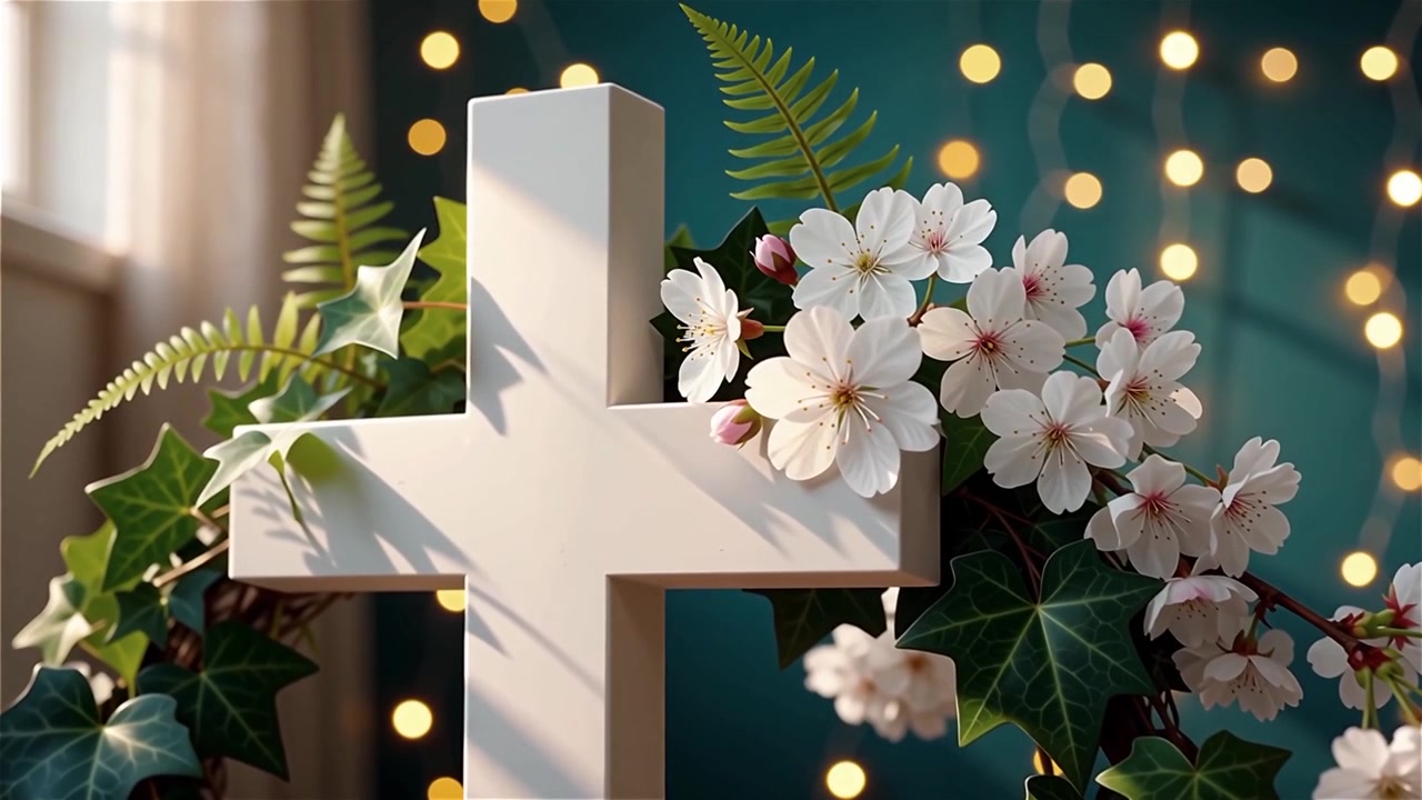 Cruz Cristiana con Luz Celestial, Fondo para Adoración.