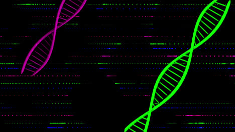 Animation-Von-DNA-Strängen-Auf-Schwarzem-Hintergrund