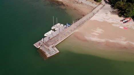 aerial view of sailboats in port