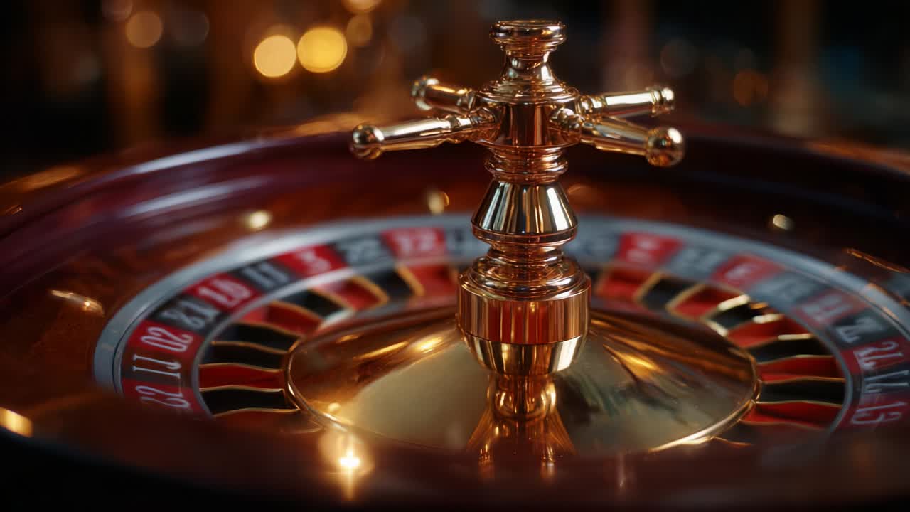 Close-Up of a Stylish Roulette Wheel Showing the Spinning Ball and Vibrant Colors of the Betting Table, Capturing the Thrill and Anticipation of Casino Gaming for Enthusiasts and Players Alike