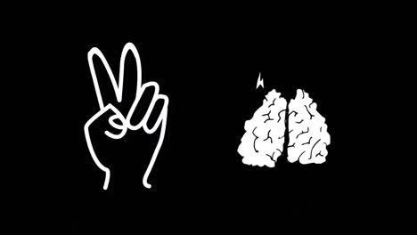 animation of had gesture and lungs on black background