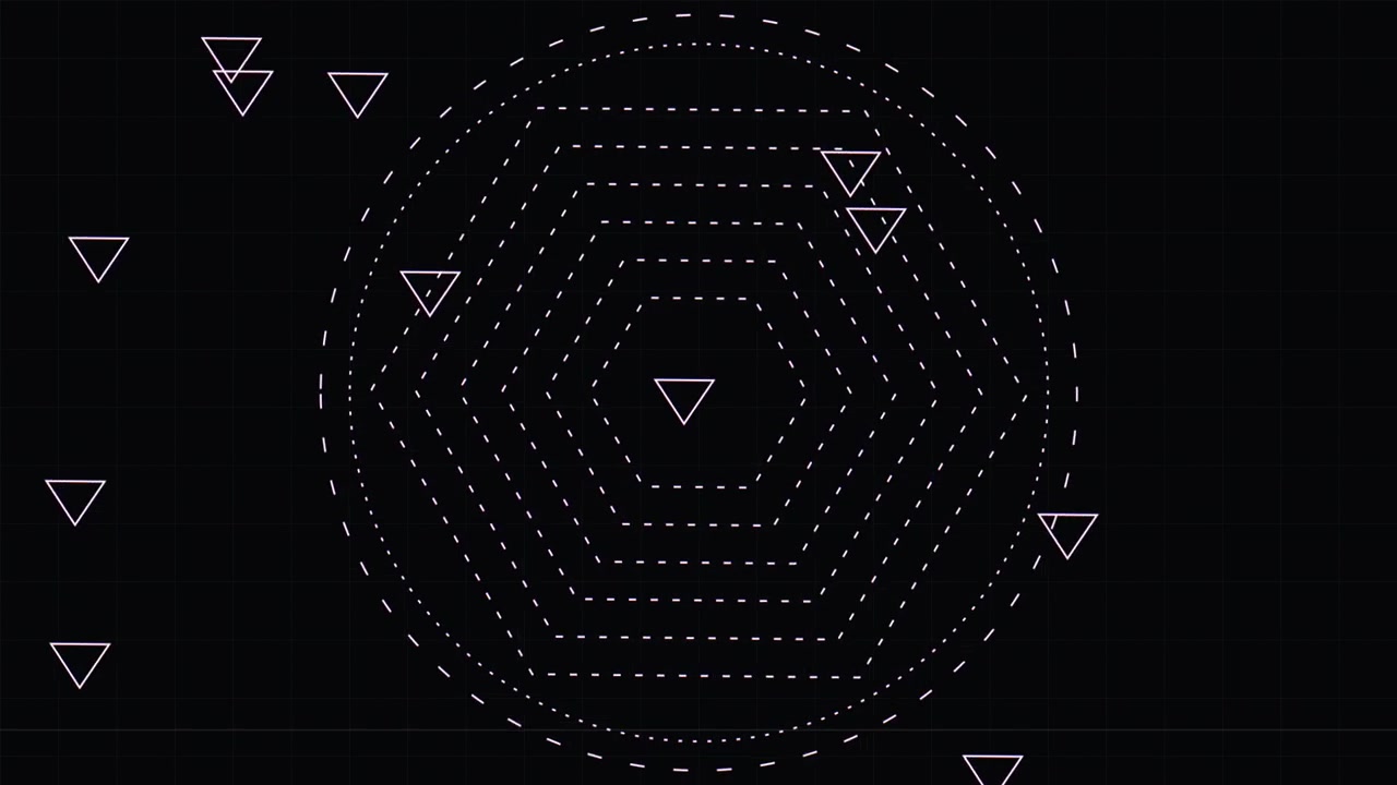 Abstract Geometric Hexagon Animation with Digital Glitch Effects