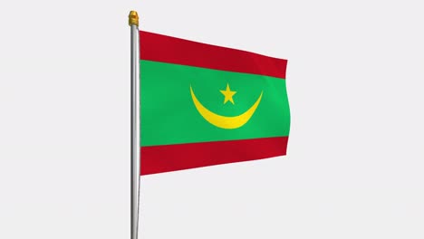 loop video of mauritania flag  fluttering in the wind, slow motion video of 4k , with alpha channel