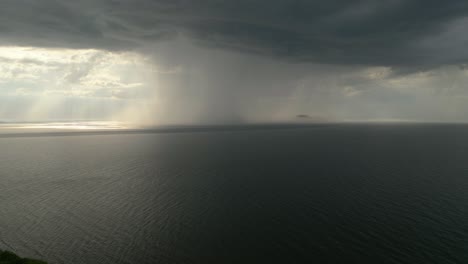 overlooking the baltic sea with stormy clouded sky near swinoujscie port city in poland