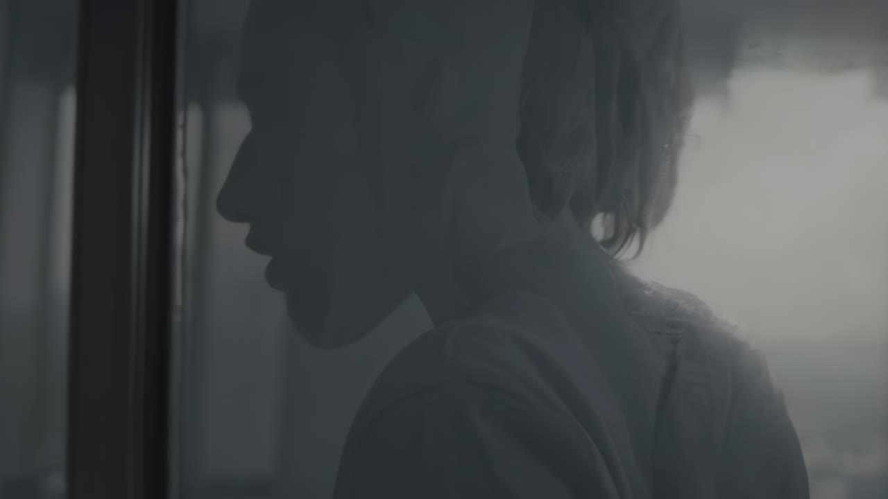 Silhouette of a Woman in a Foggy Room