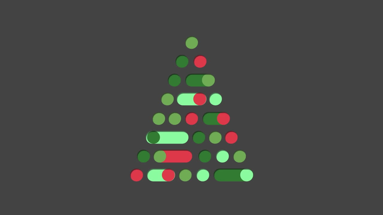 animación digital del icono del árbol de navidad verde contra un fondo gris