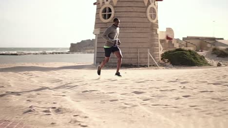 Man running on the beach