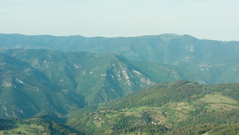 Slow-aerial-flyover-shot-of-Radocelo-mountain-in-Serbia-on-a-bright-day