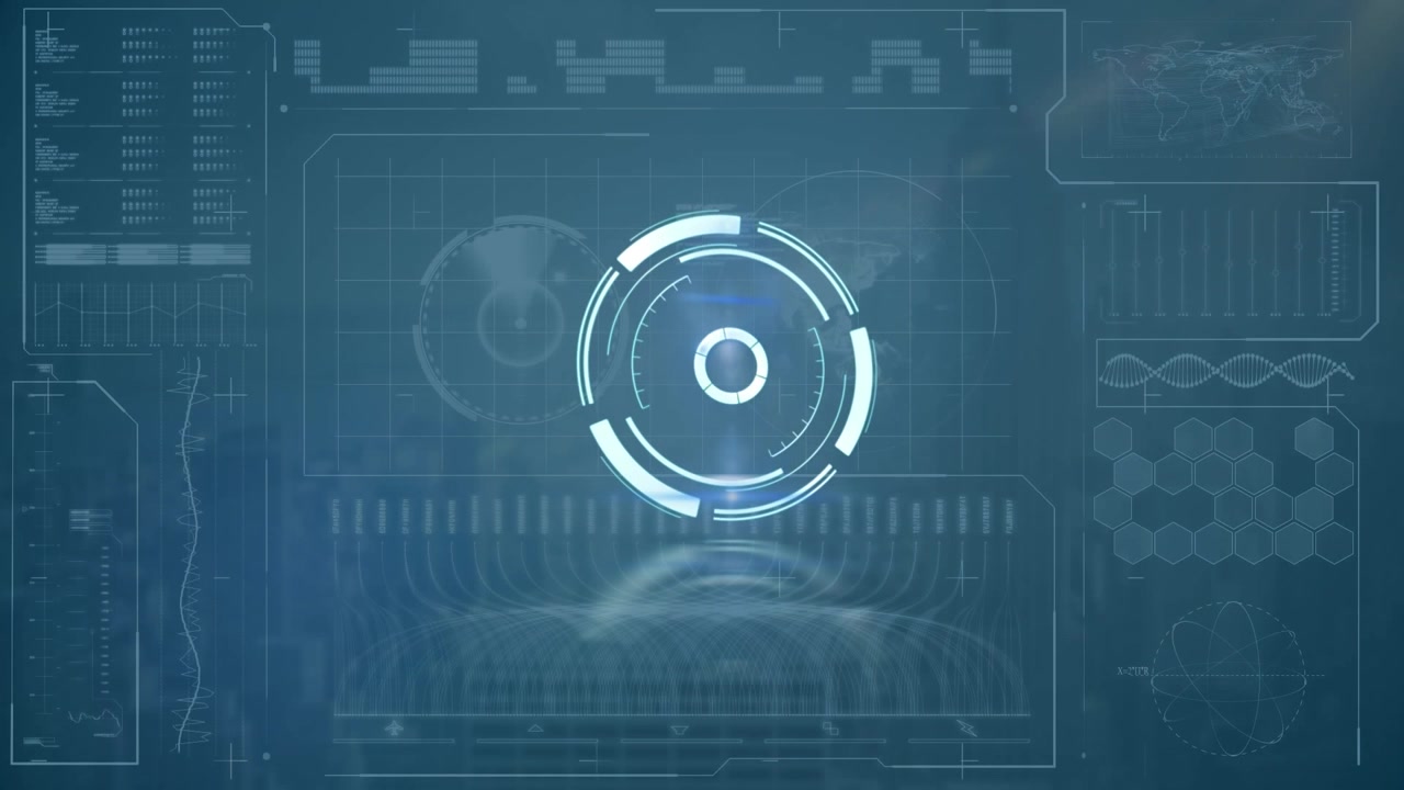 Animation of clock moving fast and data processing on screen