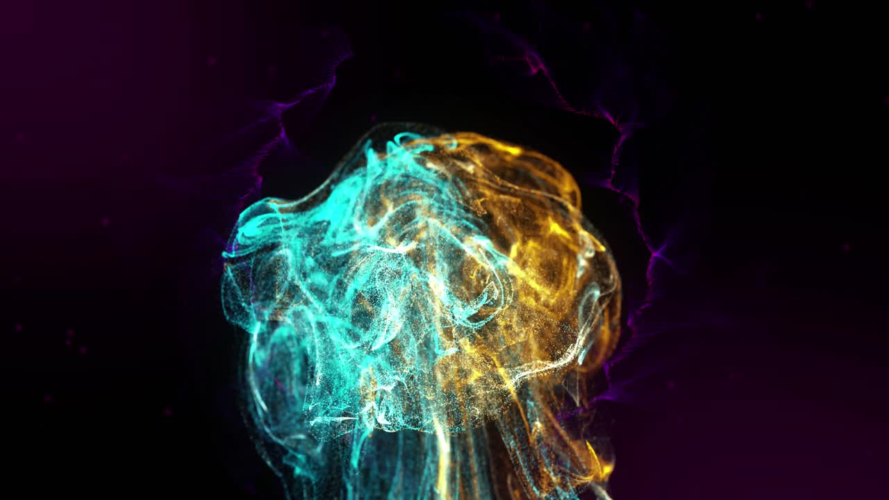 animación de luces brillantes en movimiento y ondas sobre un fondo negro