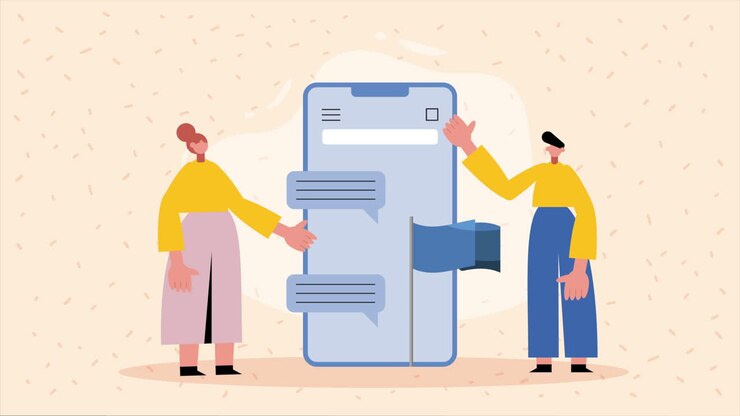 Two People Communicating on a Smartphone App