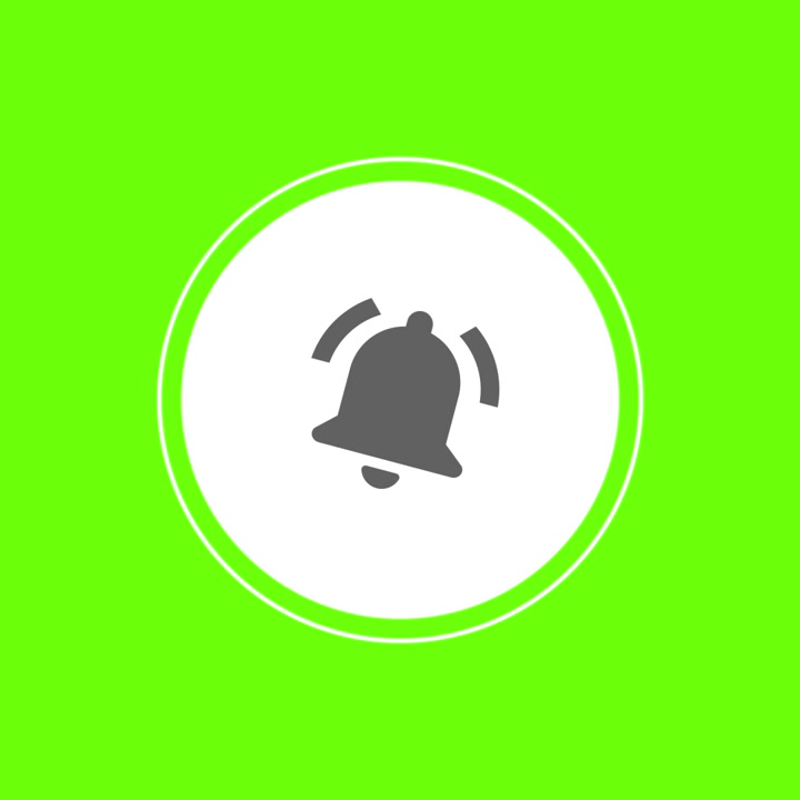 Animated Bell Notification Icon Clicked by Mouse Cursor on Green Screen