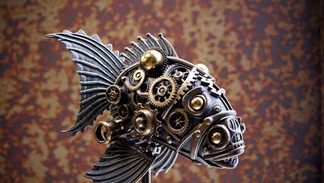 steampunk mechanical fish sculpture