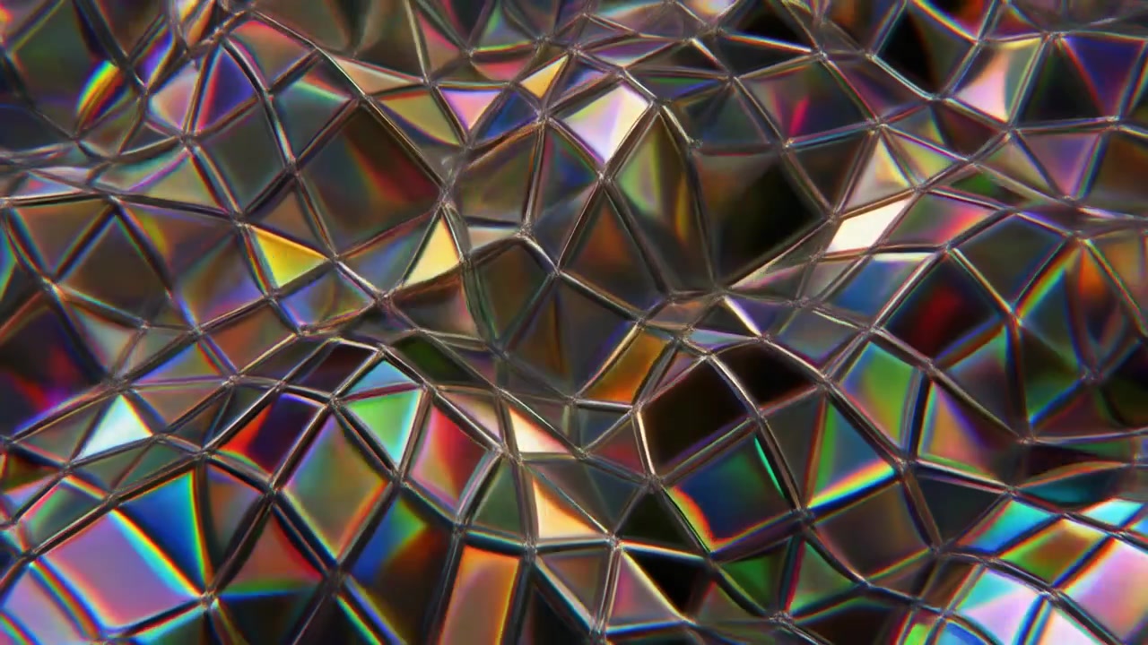 Superfície Geométrica Iridescente Abstrata Ondulando