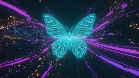 Futuristic Neon Butterfly with Glowing Circuitry