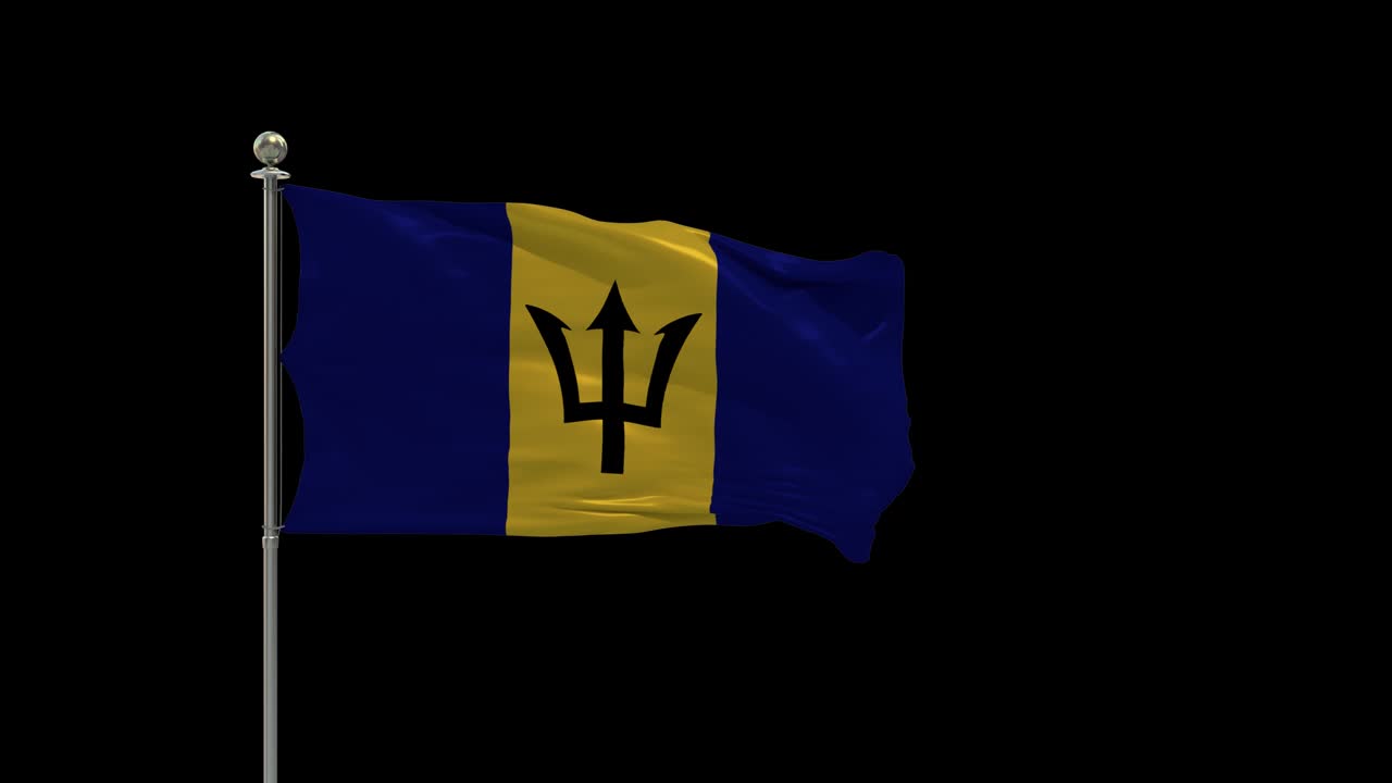 barbados varias banderas ondeando la bandera nacional en el poste, la bandera de la mesa