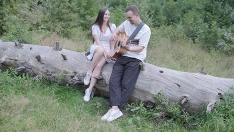 Couple enjoying music in nature