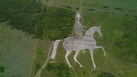 osmington white horse limestone hillside sculpture countryside tourist attraction aerial birdseye view