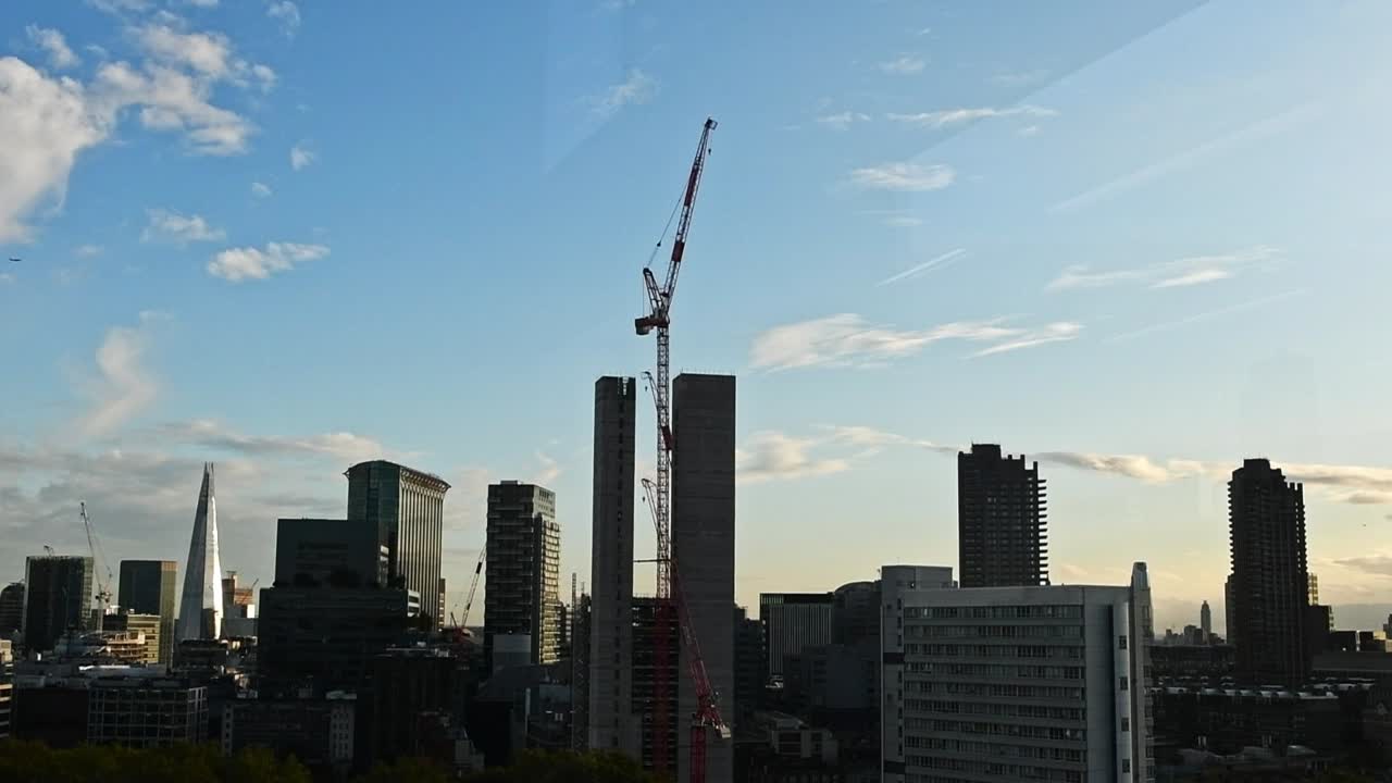 A London skyline with blue sky
